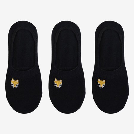 Dámske čierne ponožky s výšivkou 3 / balenie - Ponožky