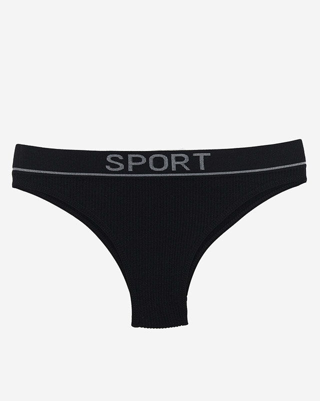 Dámske čierne rebrované nohavičky so športovými nápismi - Spodná bielizeň
