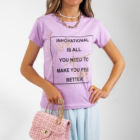 Dámske fialové tričko s nápisom - Oblečenie
