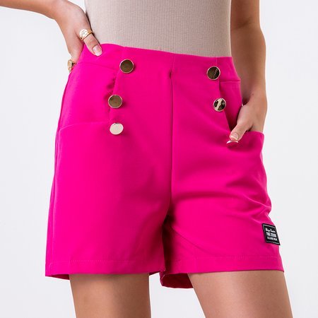 Dámske fuksiové krátke šortky s gombíkmi - Oblečenie