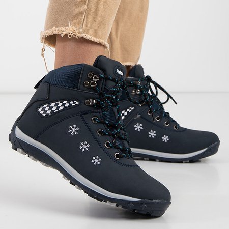 Dámske tmavomodré snehové topánky so snehovými vločkami Sniesavo - Obuv