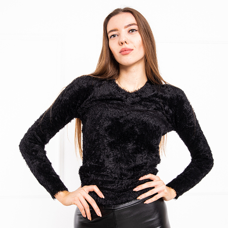Dámsky čierny kožušinový sveter - Oblečenie