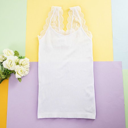 Dámsky pásikavý top z bielej čipky - Oblečenie