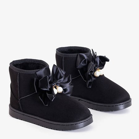 Detské čierne snehové topánky s perlami Mira - Obuv