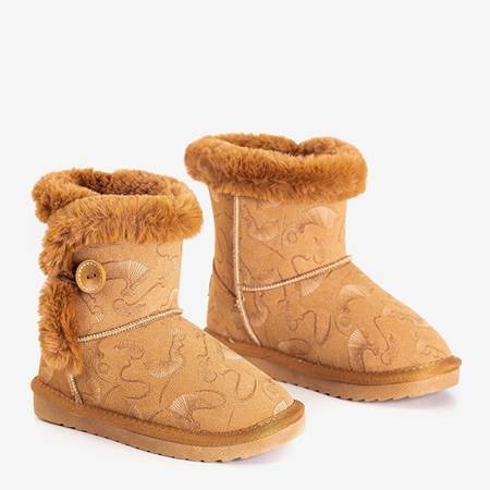 Detské hnedé snehové topánky s kožušinou Xiala - Obuv