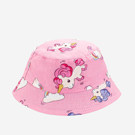 Detský vedierkový klobúk ružovej farby s potlačou - Doplnky