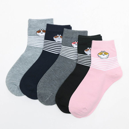 Farebné dámske ponožky s domácimi miláčikmi 5 / bal - Spodná bielizeň