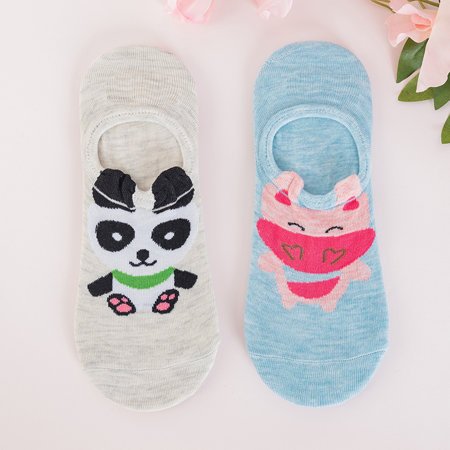 Farebné dámske ponožky s potlačou 2 / balenie - Ponožky