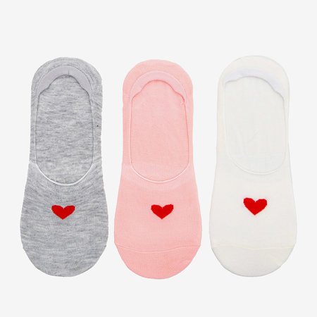 Farebné dámske ponožky so srdiečkom 3 / balenie - Ponožky
