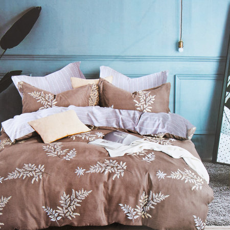 Hnedá bavlnená posteľná bielizeň 200x220 v listoch sada 4 -KUSOV - Posteľná bielizeň