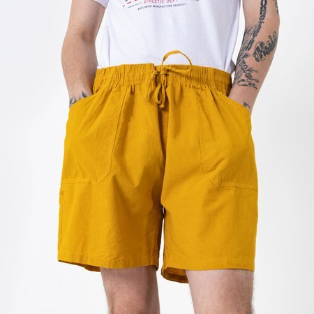 Horčičné pánske krátke šortky s vreckami - Oblečenie