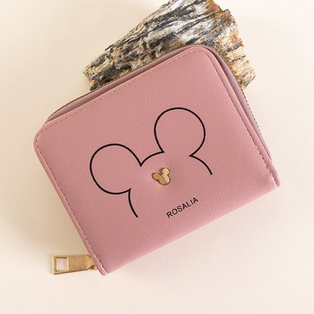 Malá ružová dámska peňaženka s nápisom a ornamentom - Peňaženka