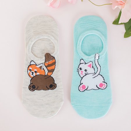 Mätové a biele dámske ponožky s potlačou 2 / balenie - Ponožky