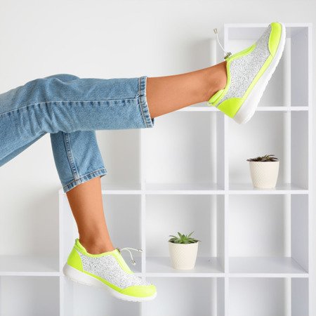 Neon zelená sportovní obuv s glitrem Likera - Obuv 1
