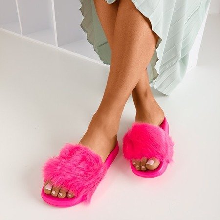 Neonovo ružové papuče s kožušinou Millie - Obuv