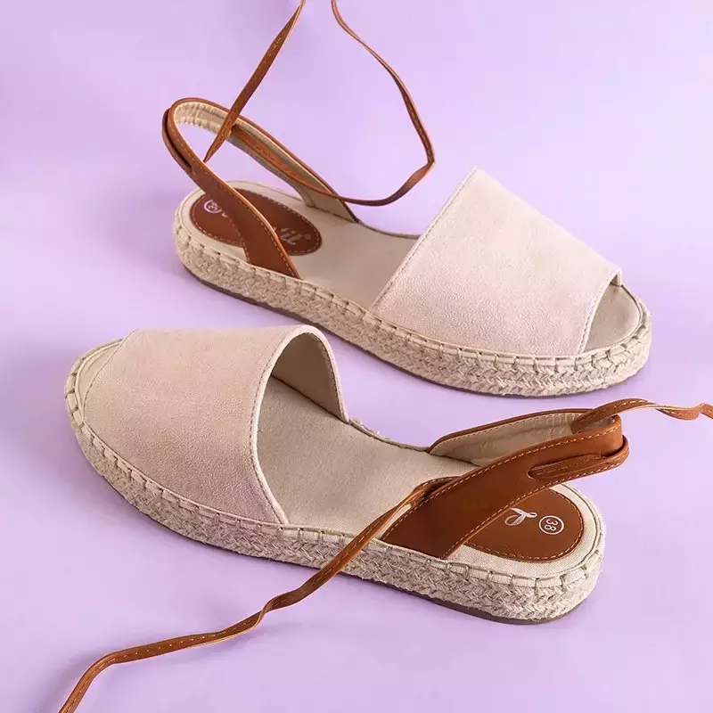 OUTLET Béžové a ružové dámske viazané sandále Blisis - Obuv
