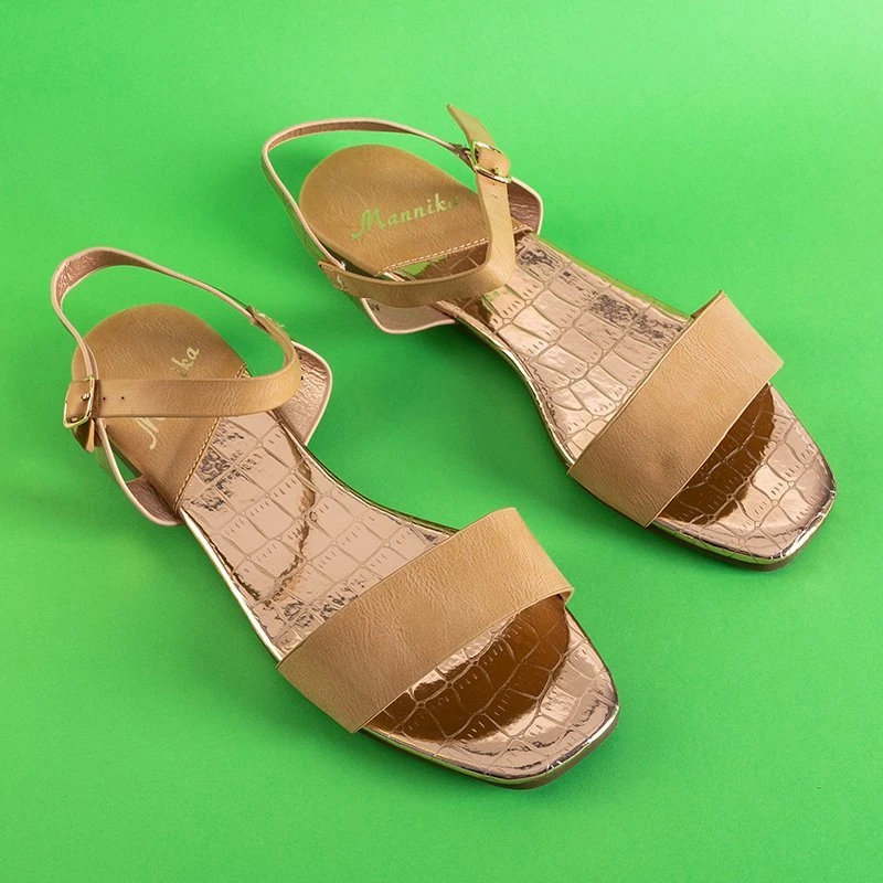 OUTLET Béžové dámske sandále so zrkadlovou vložkou Mannika - Topánky