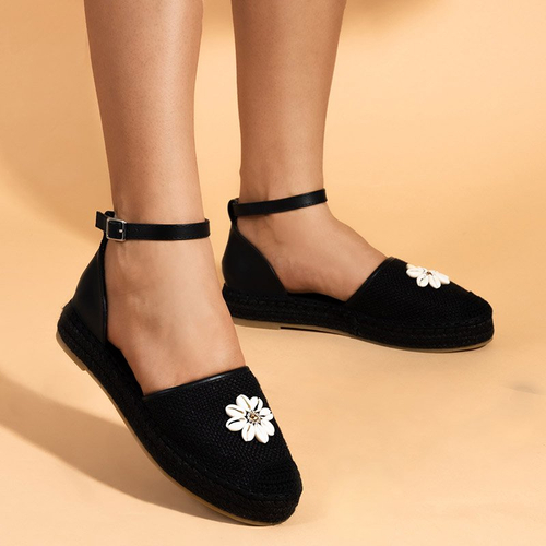 OUTLET Čierne dámske sandále a'la espadrilky na platforme Maybel - Obuv