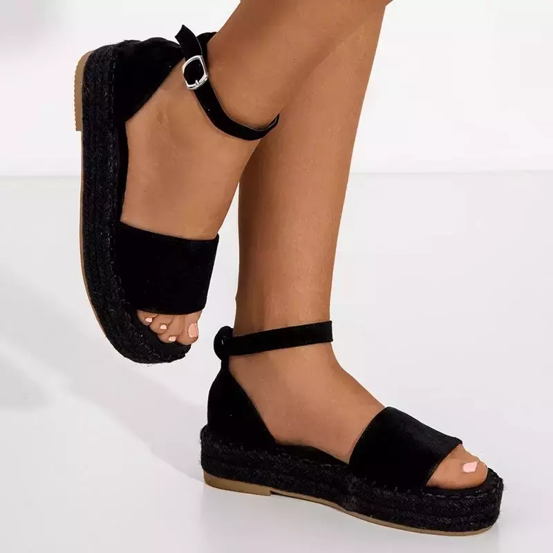 OUTLET Čierne dámske sandále na platforme Sitra - Obuv