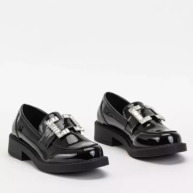 OUTLET Čierne dámske topánky s kryštálmi Larri - Obuv