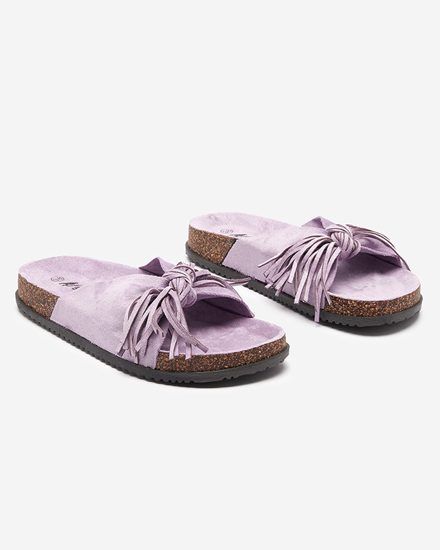OUTLET Dámske papuče s fialovými strapcami Guttis-Shoes