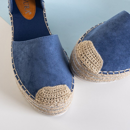 OUTLET Modré dámske sandále a'la espadrilky na platforme Indira - Obuv
