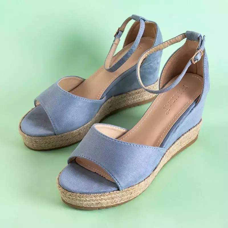 OUTLET Modré dámske sandále na kline Salome - Obuv