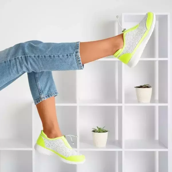 OUTLET Neónovo zelené športové topánky s trblietkami Likera - Obuv