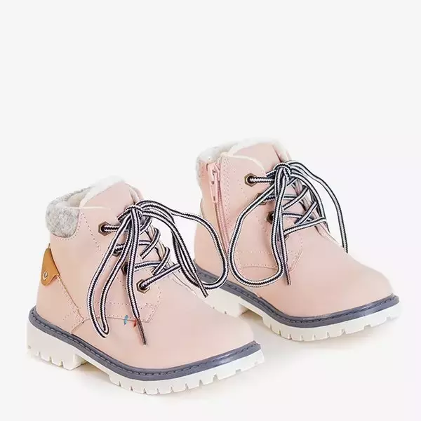 OUTLET Ružové dievčenské zateplené topánky na špičke - Topánky