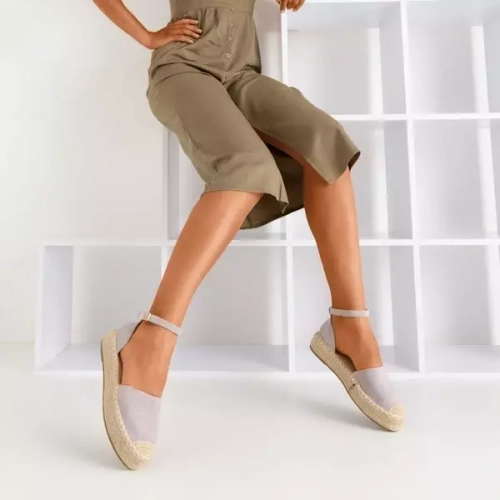 OUTLET Svetlosivé dámske espadrilky na platforme Maritel - Topánky