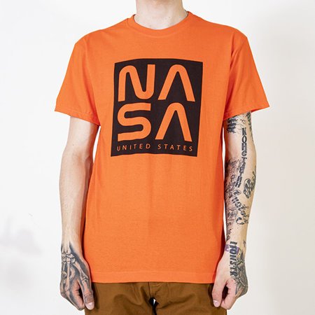 Oranžové bavlnené tričko pre mužov s nápisom - Oblečenie