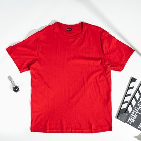 Pánske červené bavlnené tričko - Oblečenie