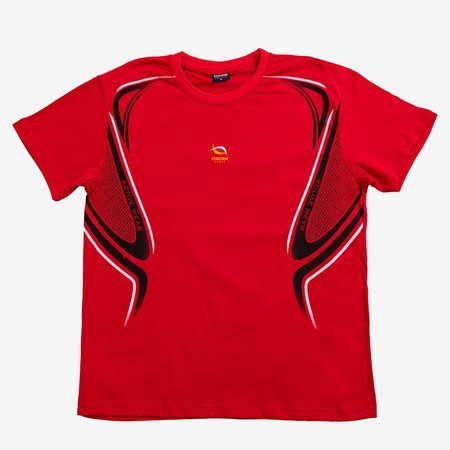 Pánske červené bavlnené tričko s potlačou - oblečenie