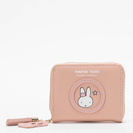 Ružová malá dámska peňaženka so zajačikom a kľúčenkou - Doplnky