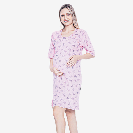 Ružová tehotenská košeľa s mašličkami - Oblečenie