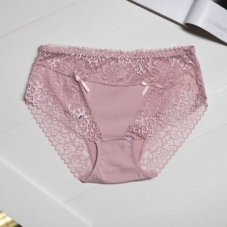 Ružové čipkované dámske nohavičky PLUS VEĽKOSŤ - Spodná bielizeň