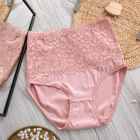 Ružové dámske bavlnené nohavičky s čipkou PLUS SIZE - Spodné prádlo