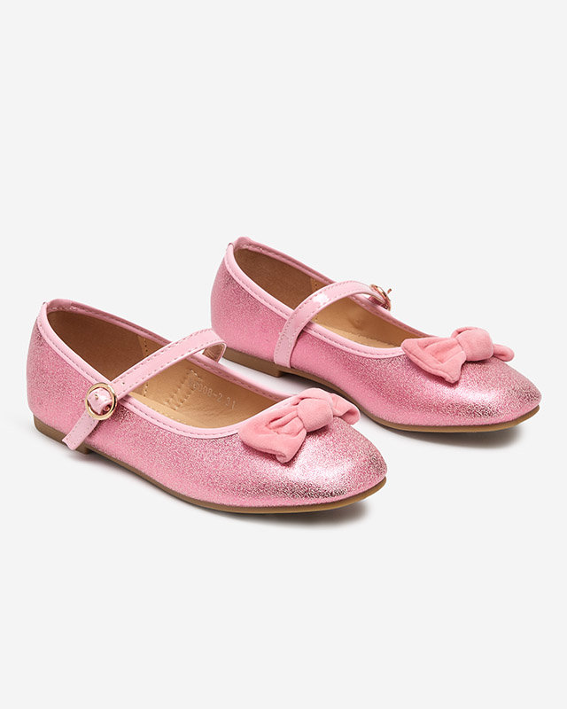 Ružové dievčenské balerínky s opaskom Mosupi Footwear