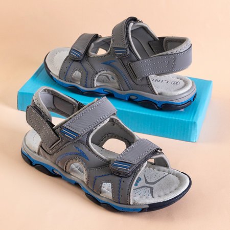 Šedé chlapčenské sandále so suchým zipsom Mikos - Obuv