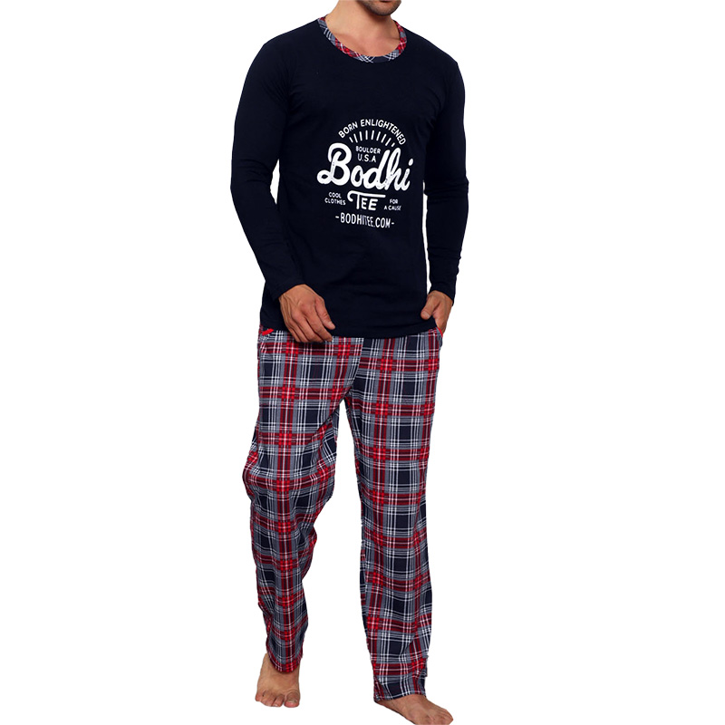 Šedé pánske pyžamo s nápismi - Oblečenie