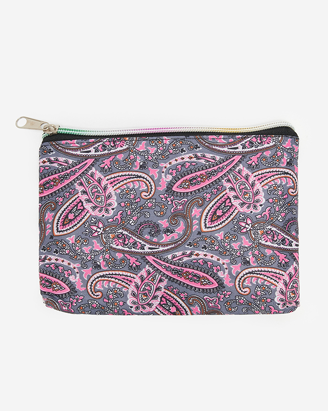 Sivá a ružová skladacia nákupná taška s vrecúškom a kvetinovým vzorom - Doplnky