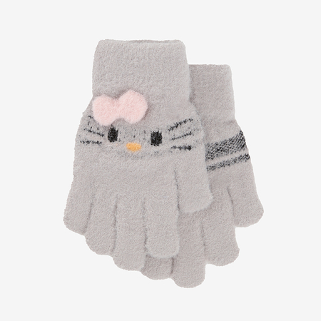 Sivé dievčenské rukavice so vzorom - Príslušenstvo