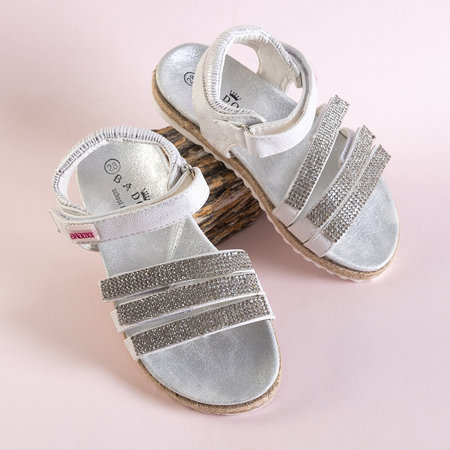 Strieborné detské sandále so zirkónmi Ilumun - Obuv