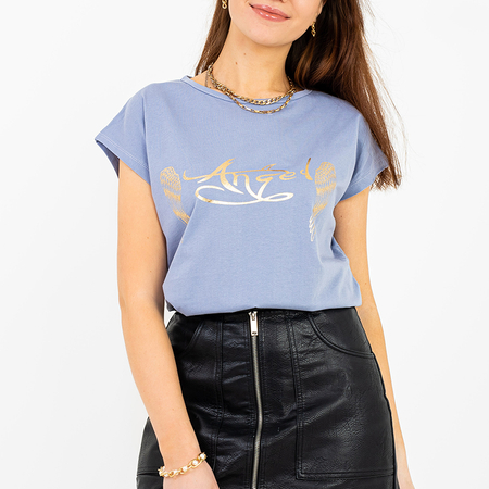 Svetlofialové dámske tričko so zlatou potlačou a nápisom - Oblečenie