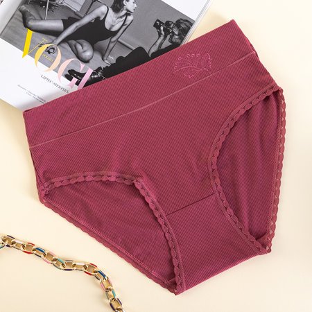 Tmavo ružové dámske rebrované nohavičky PLUS SIZE - Spodná bielizeň