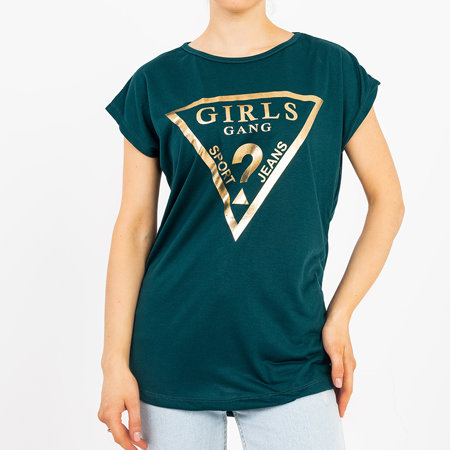 Tmavo tyrkysovo zlaté dámske tričko - Oblečenie