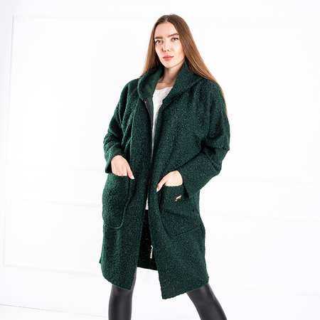 Tmavozelená dámska bunda - kabát s kapucňou - Oblečenie