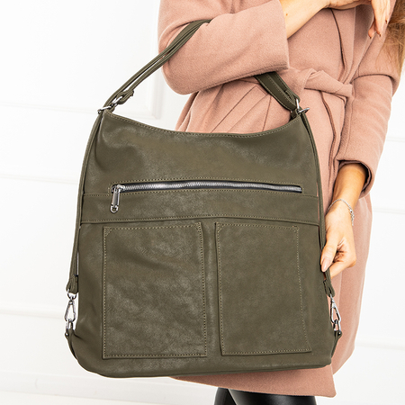 Tmavozelená dámska shopper taška z matnej ekologickej kože - Doplnky