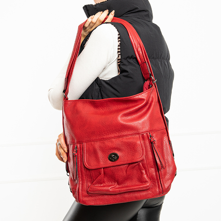 Veľká červená dámska kabelka - ruksak z eko kože - Doplnky