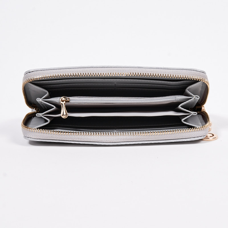 Veľká sivá vzorovaná matná peňaženka z umelej kože - Doplnky